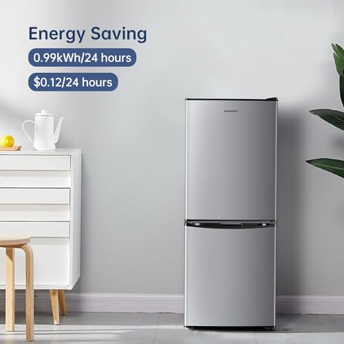 BANGSON Small Refrigerator with Freezer, 4.0 Cu.Ft, Small Fridge with Freezer, 2 Door, Compact Refrigerator for Apartment Bedroom Dorm and Office
