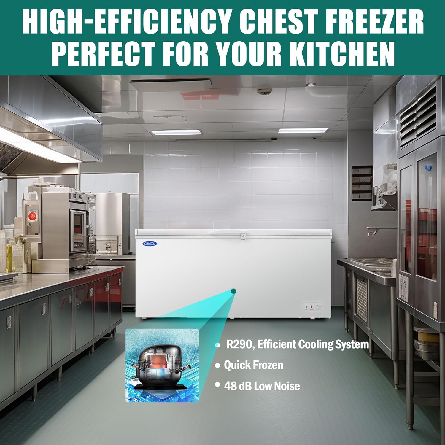 Chest Freezer 20.1 Cu.ft Solid Top Commercial Deep Chest Freezers with Lockable Stay-Open Lid Painted for Back-of-House Bulk Storage