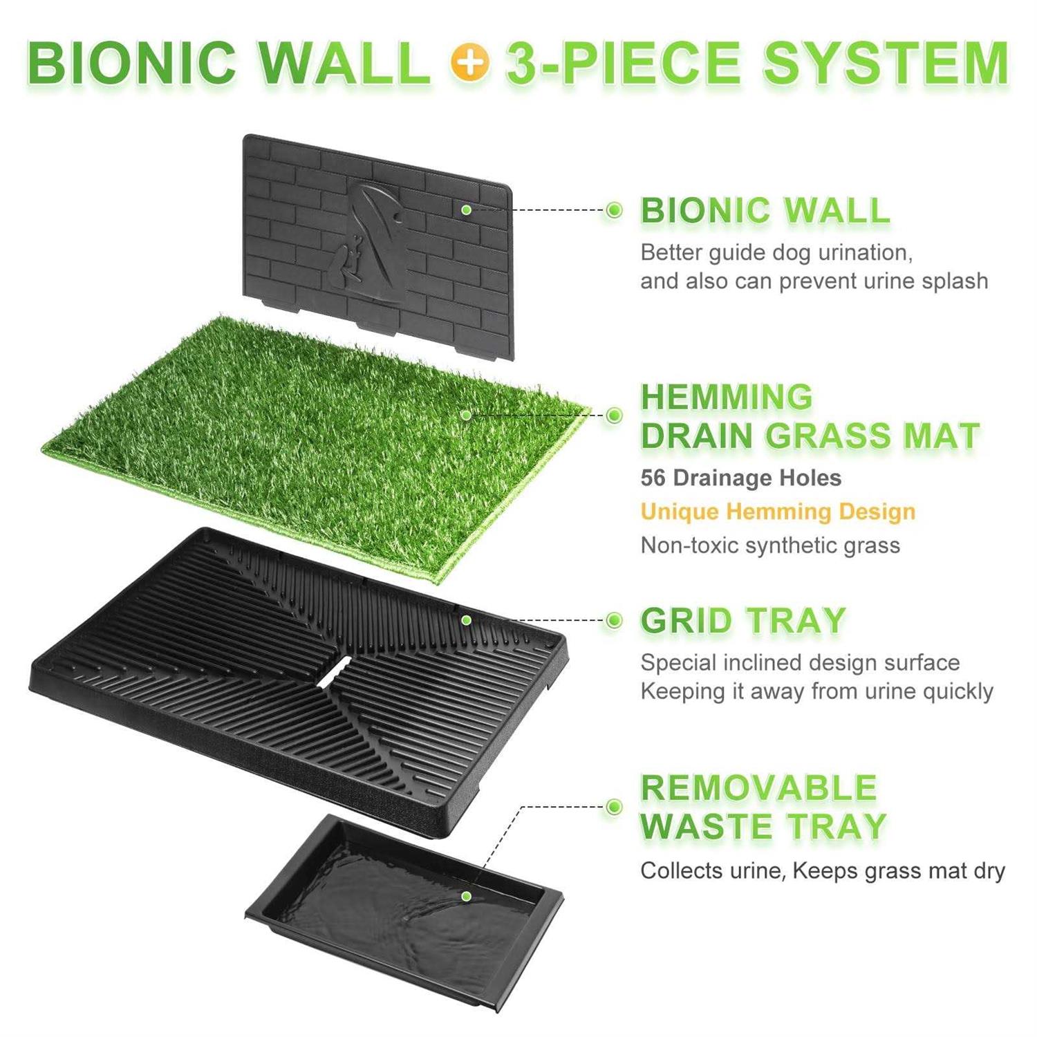 Hompet Dog Potty with Tray Large 30''x20'', Artificial Grass Patch for Indoor and Outdoor Use - Pet Supplies online store