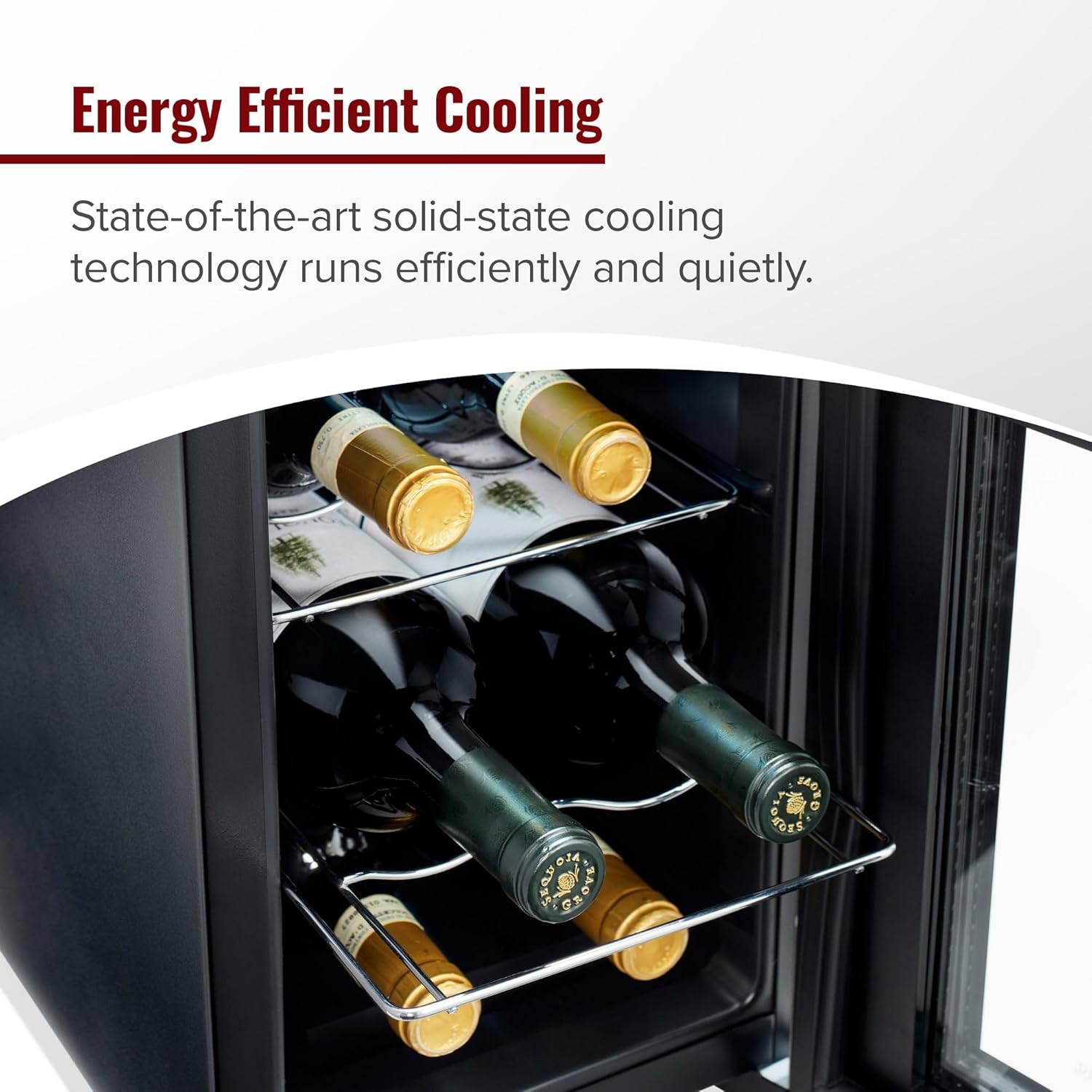 Wine Enthusiast 6-Bottle Countertop Wine Cooler - Mini Fridge for Kitchen with 3 Shelves, Adjustable Temperature Control, & Energy Efficient Cooling Beverage Refrigerator