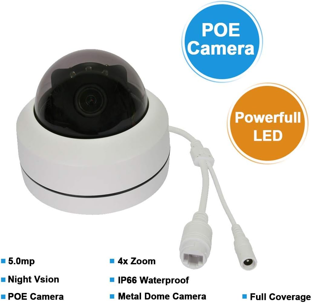 LEFTEK PTZ Camera Outdoor IP Camera POE Zoom 5.0mp 65FT IR Distance Security Camera IP66 Weatherproof