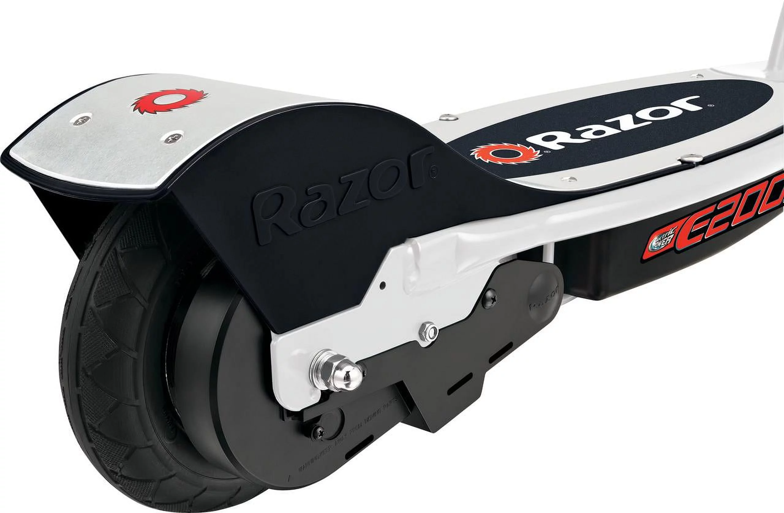 Razor E200 Electric Scooter - White, for Ages 13+ and up to 154 lbs, 8" Pneumatic Front Tire, 200W Chain Motor, Up to 12 mph & up to 8-mile Range, 24V Sealed Lead-Acid Battery