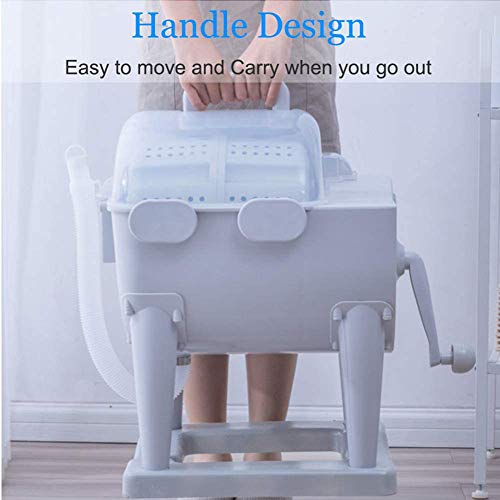 Manual Portable Turbo Washing Machine Spin Dryer, Hand Cranked Turbine Washer Non-electric Travel Laundry Washer Spin Dryer Combo for Camping Apartments Dorms RV Business Trip