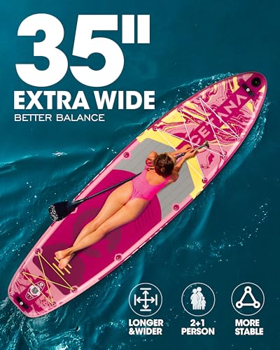 CETANA 11'6×35" Extra Wide Stand Up Paddle Board for Adults & Youth, 400lb Capacity Inflatable Paddle Board, Sup for 2+1 Person with Removable US Fin, 100L Backpack, Floating Paddle, Safety Leash
