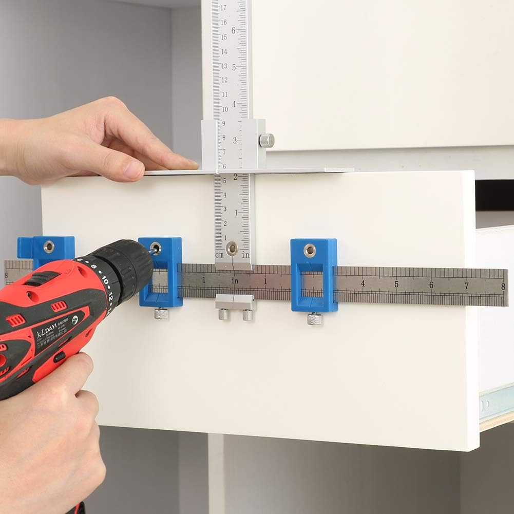 ASCENDAS Cabinet Hardware Jig, Aluminum Alloy Cabinet Jig for Handles and Pulls, Drill Guide Sleeve Drawer Pull Jig Tool for Cabinet Doors Knobs and Drawer Pulls