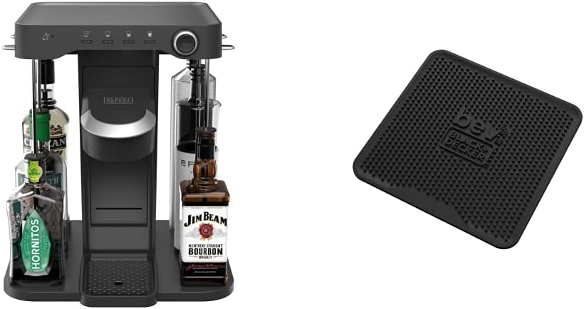 bev by BLACK+DECKER Cocktail Maker Machine and Drink Maker for Bartesian capsules (BEHB101) & bev by Cocktail Maker Glass Bar Mat, Dishwasher Safe (BEBM120​)