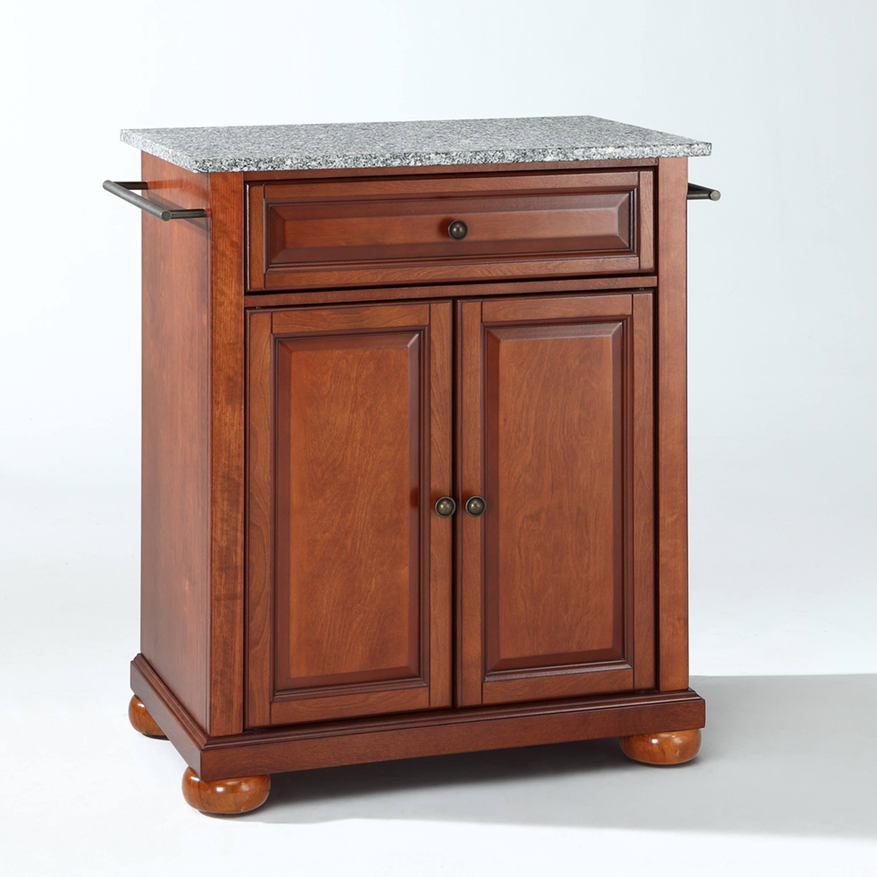 Alexandria Solid Granite Top Portable Kitchen Island - Classic Cherry - Crosley