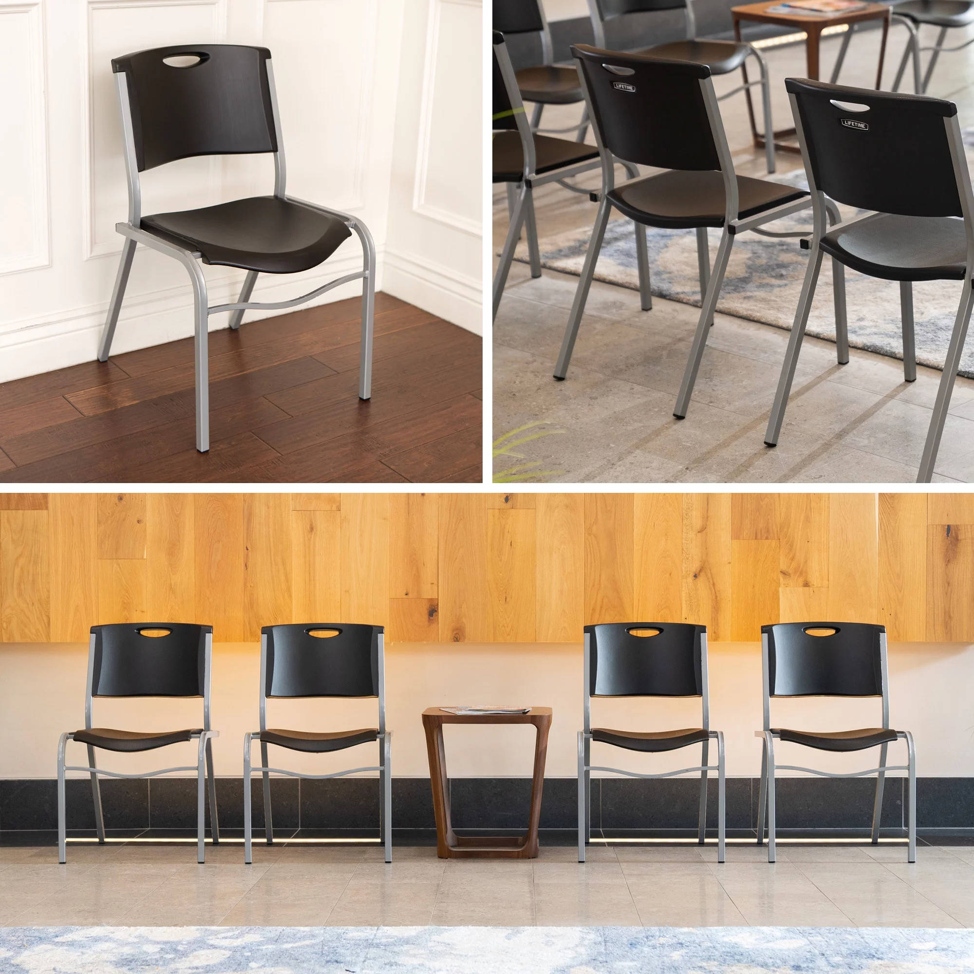 Lifetime Plastic Stacking Chair (4 Pack), Black