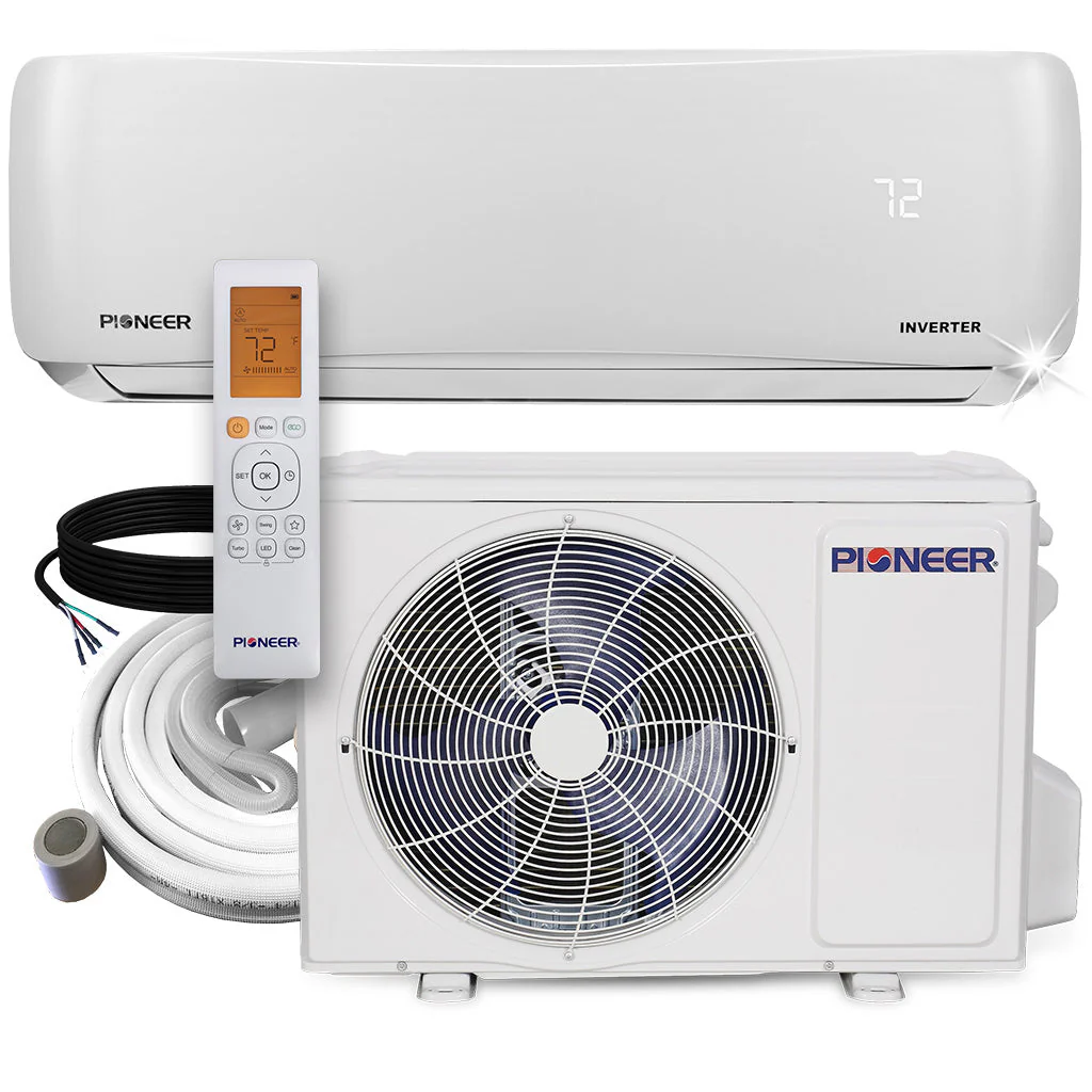 Pioneer庐 9,000 BTU 20.5 SEER 115V Ductless Mini-Split Inverter + Air Conditioner Heat Pump System with 50 ft. Line Sets, WYS009AMFI20RL-50