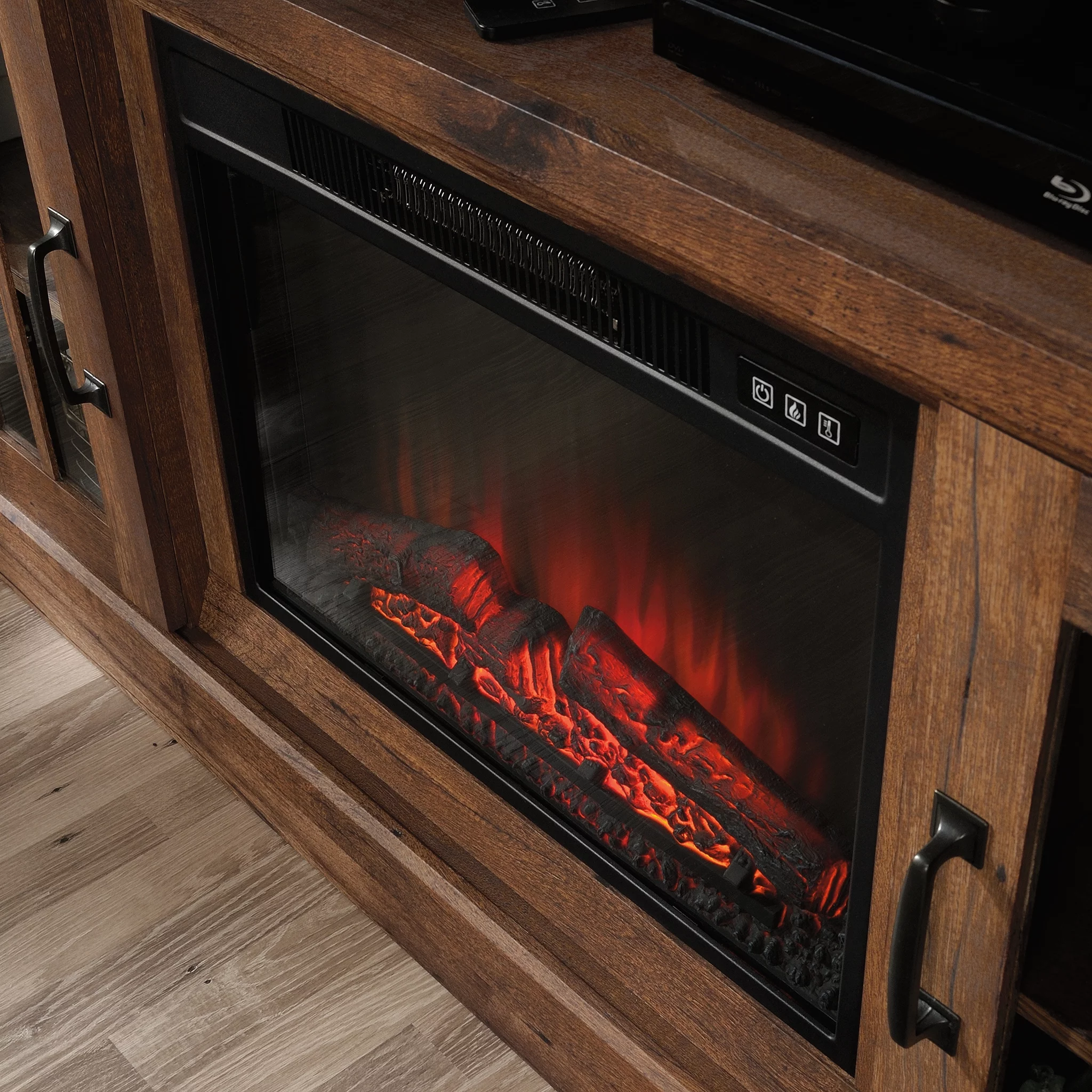 Sauder Rustic Fireplace TV Stand for TVs up to 50", Vintage Oak Finish