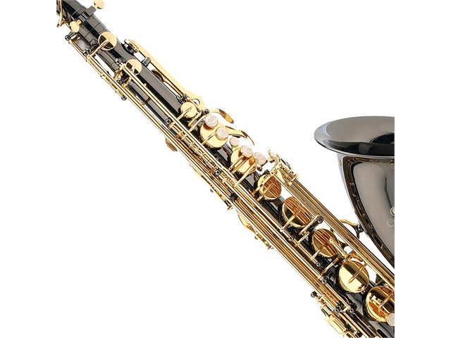Mendini by Cecilio MTS-BNG+92D Black Nickel Plated and Gold Keys B Flat Tenor Saxophone with Tuner, Case, Mouthpiece, 10 Reeds a