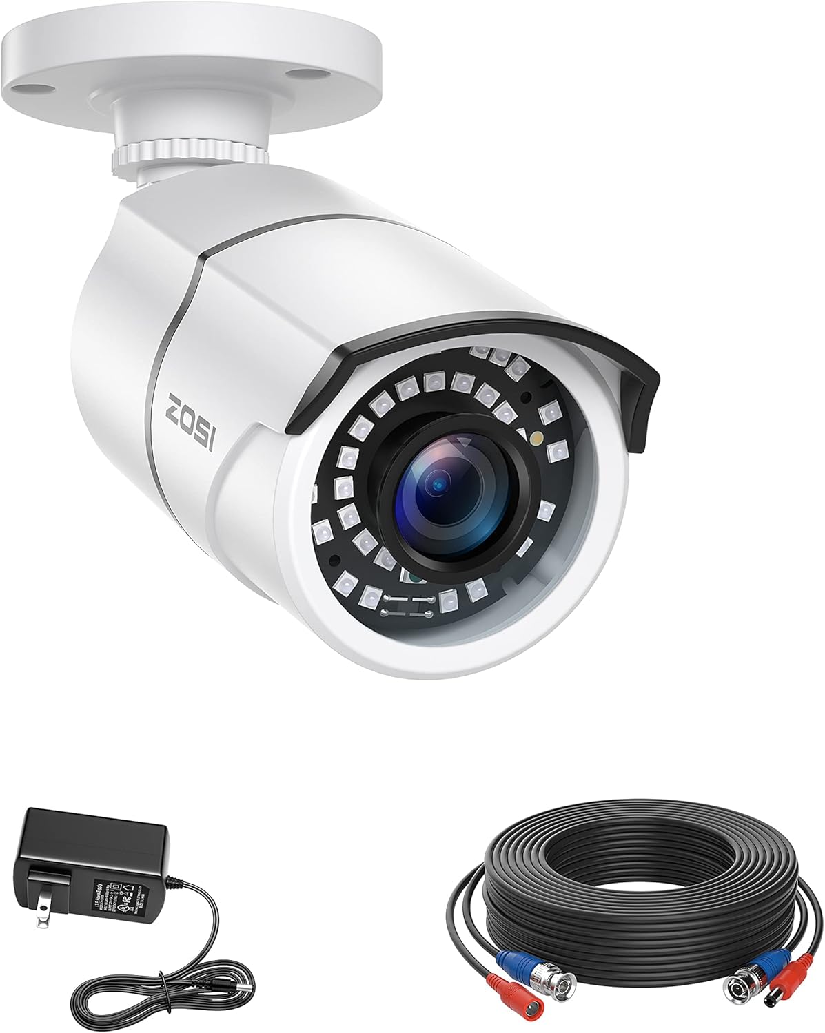 ZOSI 2.0MP HD 1080p 1920TVL Security Camera Outdoor Indoor (Hybrid 4-in-1 HD-CVI/TVI/AHD/960H Analog CVBS),36PCS LEDs,120ft IR Night Vision,105° View Angle Weatherproof Surveillance CCTV Bullet Camera