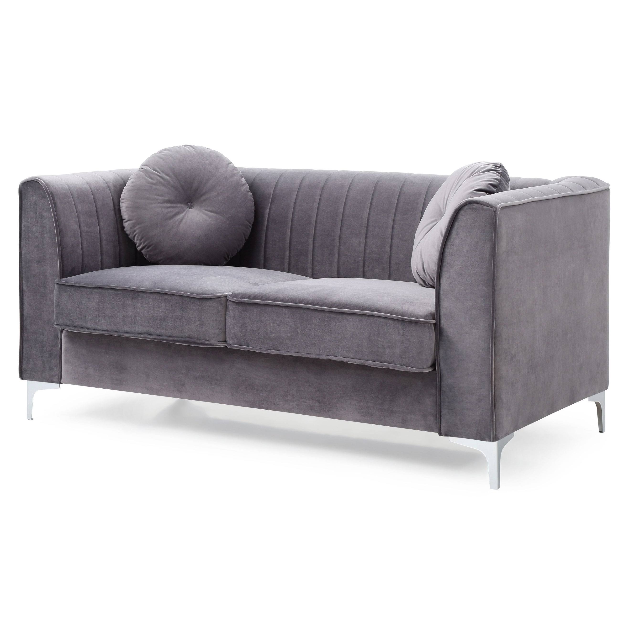 Glory Furniture Delray Velvet Loveseat in Ivory