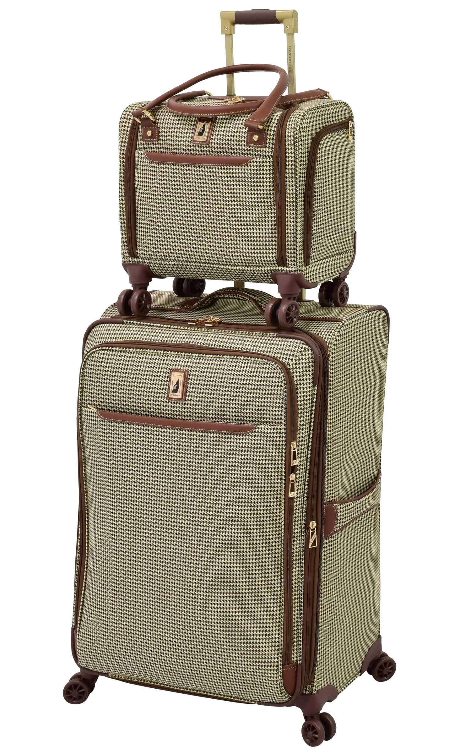 London Fog Cambridge Ii 8-Wheel Under The Seat Bag - Olive Houndstooth - 15 In.