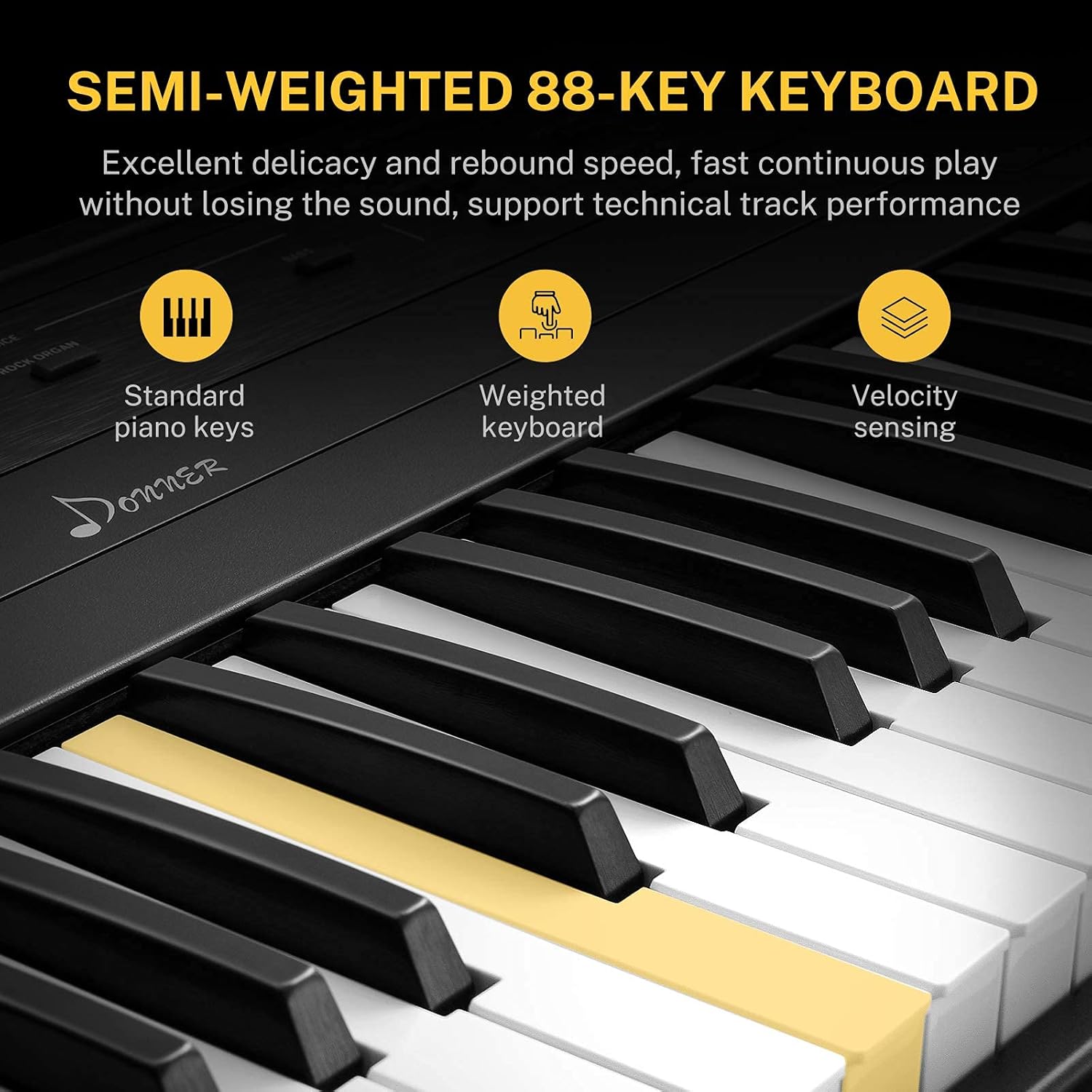 Donner DEP-45 88 Key Semi Weighted Keyboard Portable Digital Piano with Stand, Sustain Pedal, 20W Built in Speakers, 10 Premium Voices, Headphone Output, Bluetooth MIDI Beginner Electric Keyboard