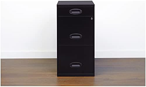 Space Solutions 3 Drawer Metal File Cabinet with Pencil Drawer Black
