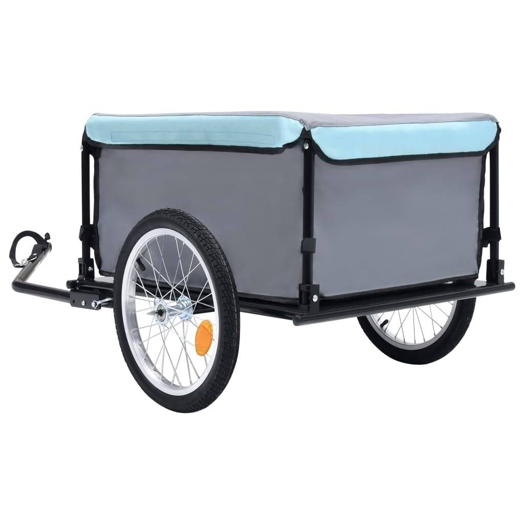 vidaXL Bike Cargo Trailer Black and Blue 143.3 lb