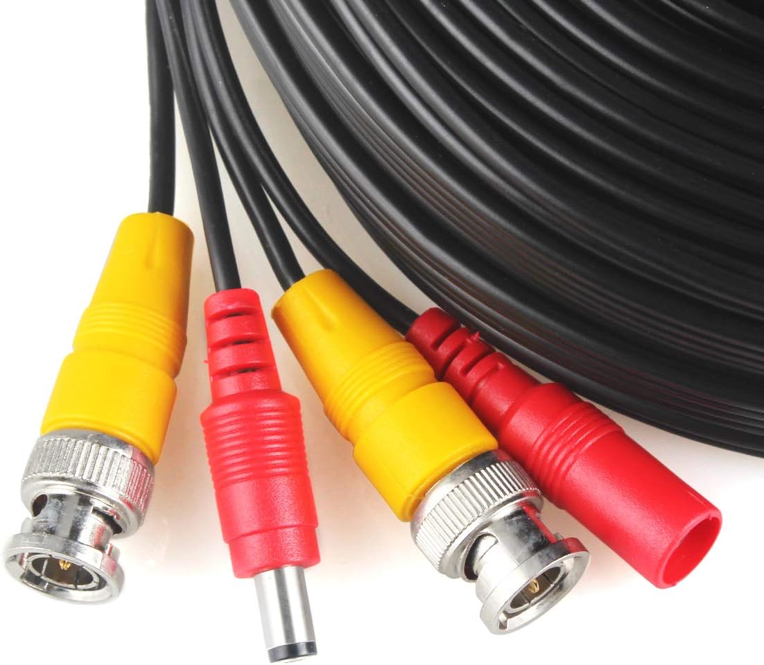 BNC Cable, 200ft 4Pack All-in-One Siamese Video and Power Security Camera Wire Cord with 2 Female Connectors for All Max 5MP HD CCTV DVR Surveillance System