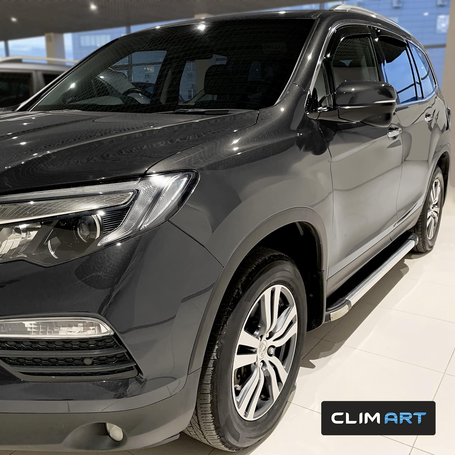 CLIM ART in-Channel Incredibly Durable Rain Guards for Honda Pilot 2016-2022, Original Window Deflectors, Vent Deflector, Vent Window Visors, Dark Smoke Car Accessories, 4pcs - 616166 Pack of 2