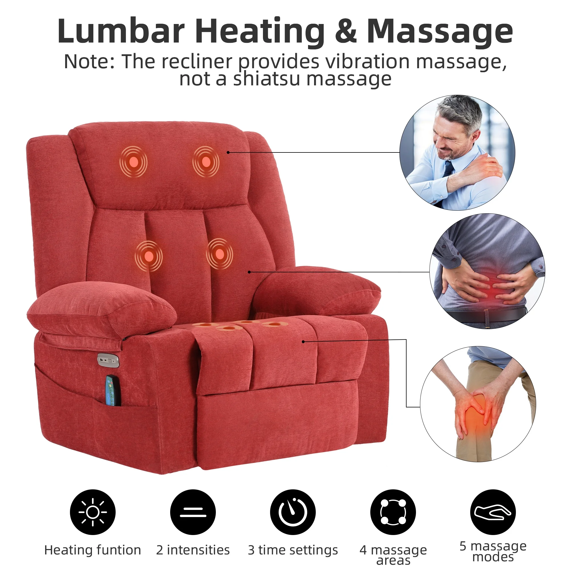 XINMICS Power Lift Recliner Chair for Elderly, Red