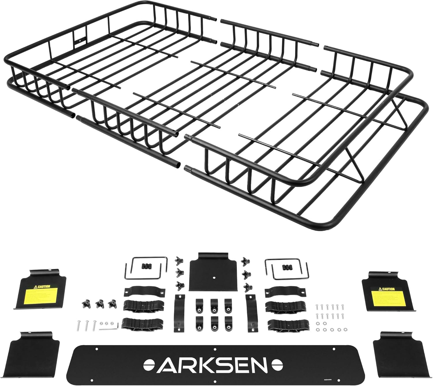 ARKSEN 84 Inch Universal Roof Rack Cargo Basket with Extension Soft-Shell Rooftop Cargo Carrier with Waterproof Car Roof Bag for SUV, Trucks, & Cars - Black