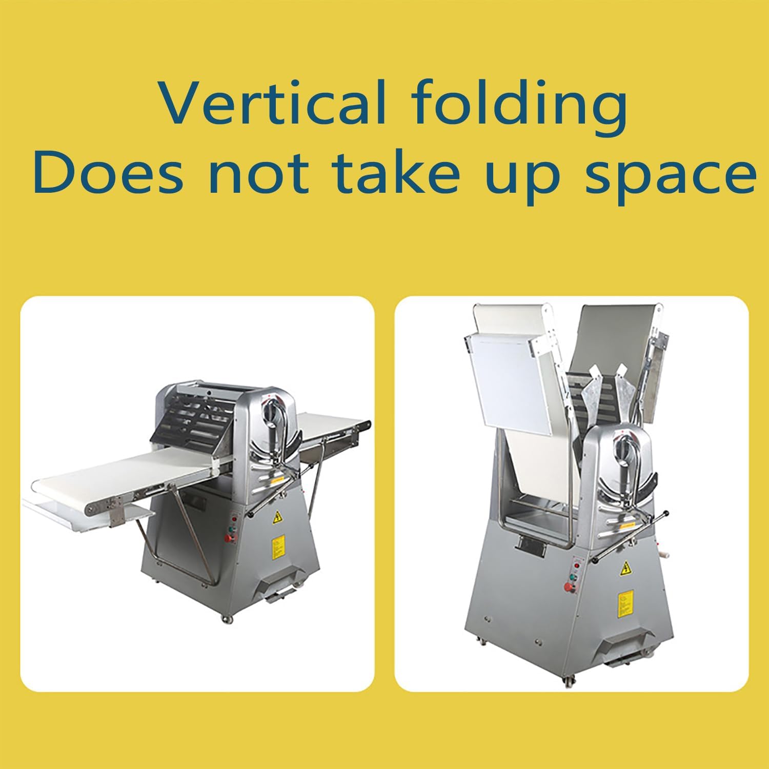 Dough Sheeter, Commercial Dough Press, Pizza Dough Roller Sheeter with Safety Cover, Thickened Stainless Steel Material and Scale Adjustment Thickness, Vertical Folding for Noodle Pizza Pastry