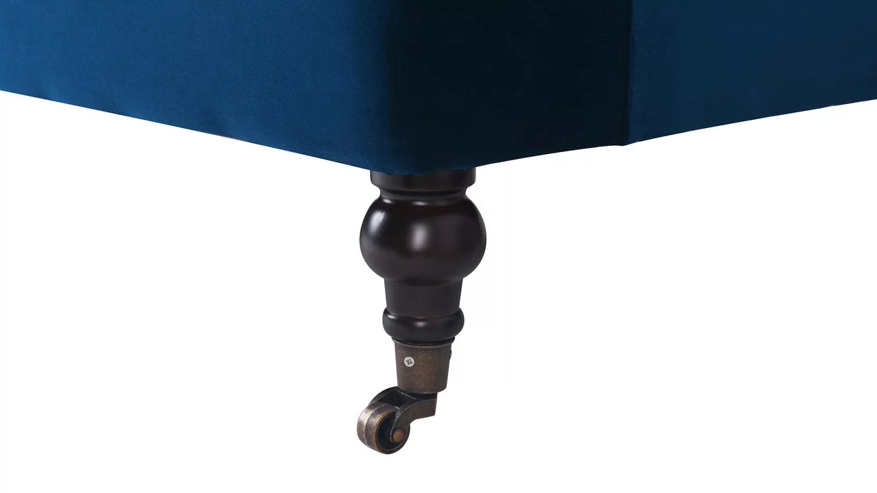 Jennifer Taylor Home Alana Lawson Recessed Arm Sofa Metal Casters, Navy Blue