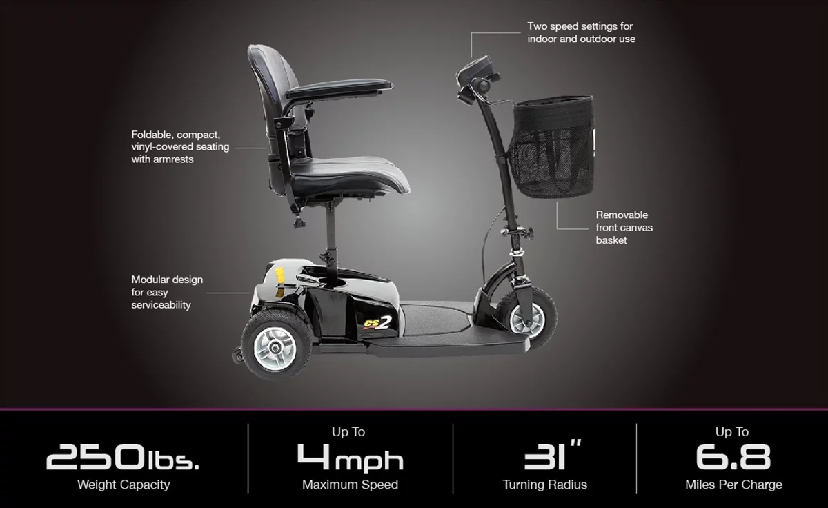 Go-Go ES2 3-Wheeled Scooter by Pride Mobility with Extended Warranty