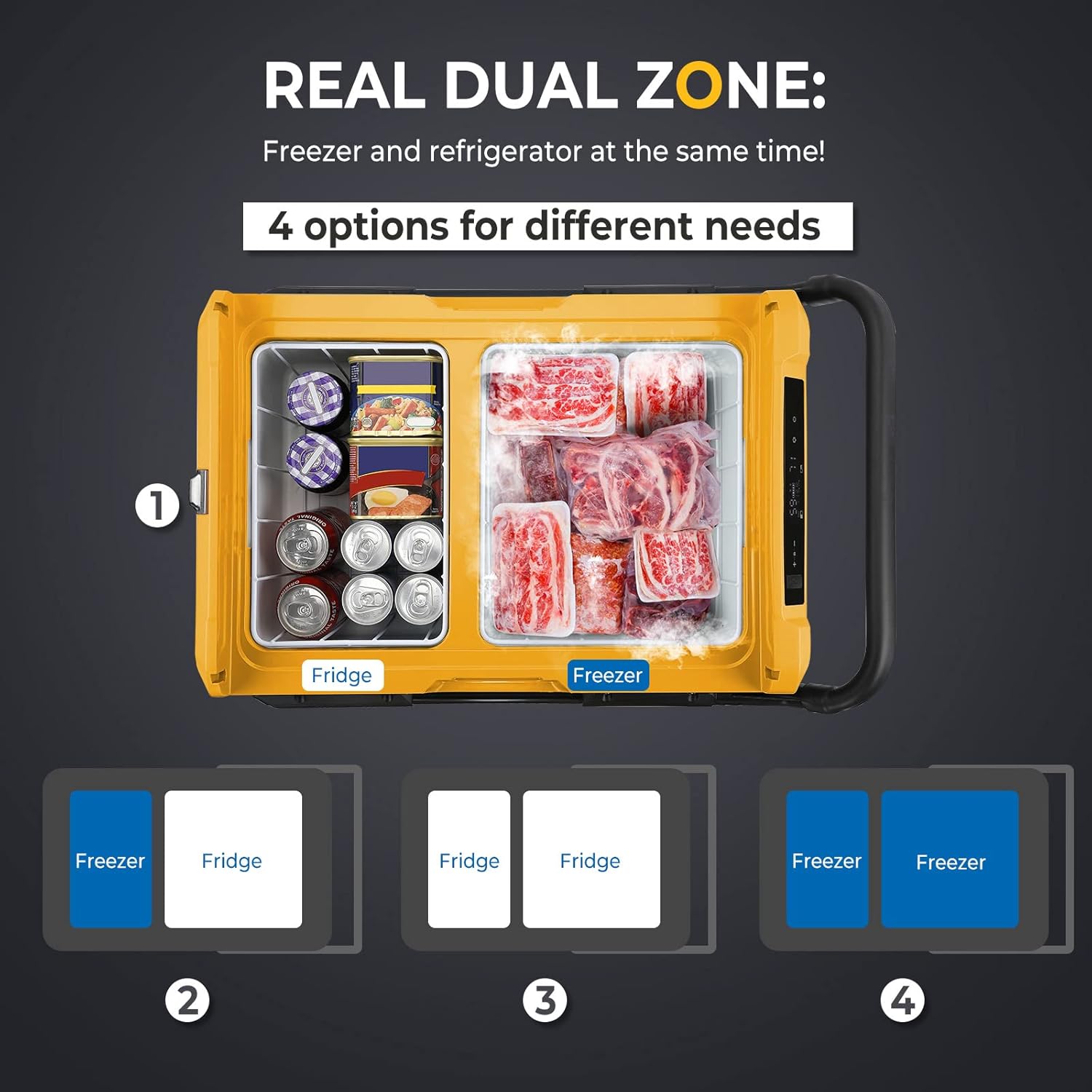 BougeRV 12 Volt Car Refrigerator Dual Zone, Portable Freezer Fridge APP Control (E35(37QT)-no wheels)