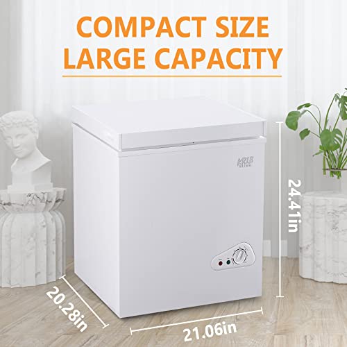 KRIB BLING Deep Freezer, Chest Freezer for Daily Usage， Top Door Opened Freestanding Chest Freezer, White