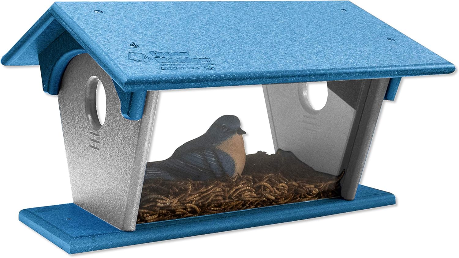 Poly Bluebird Feeder (Gray & Blue, Mounting Style - Post Mount)