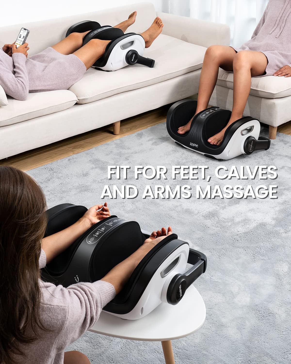 Foot Massager Machine, RENPHO Shiatsu Foot and Calf Massager with Heat and Remote, Deep Kneading and Rolling Calf and Leg Massage with Handle, Fits up to US Men Feet Size 14, for Home and Office