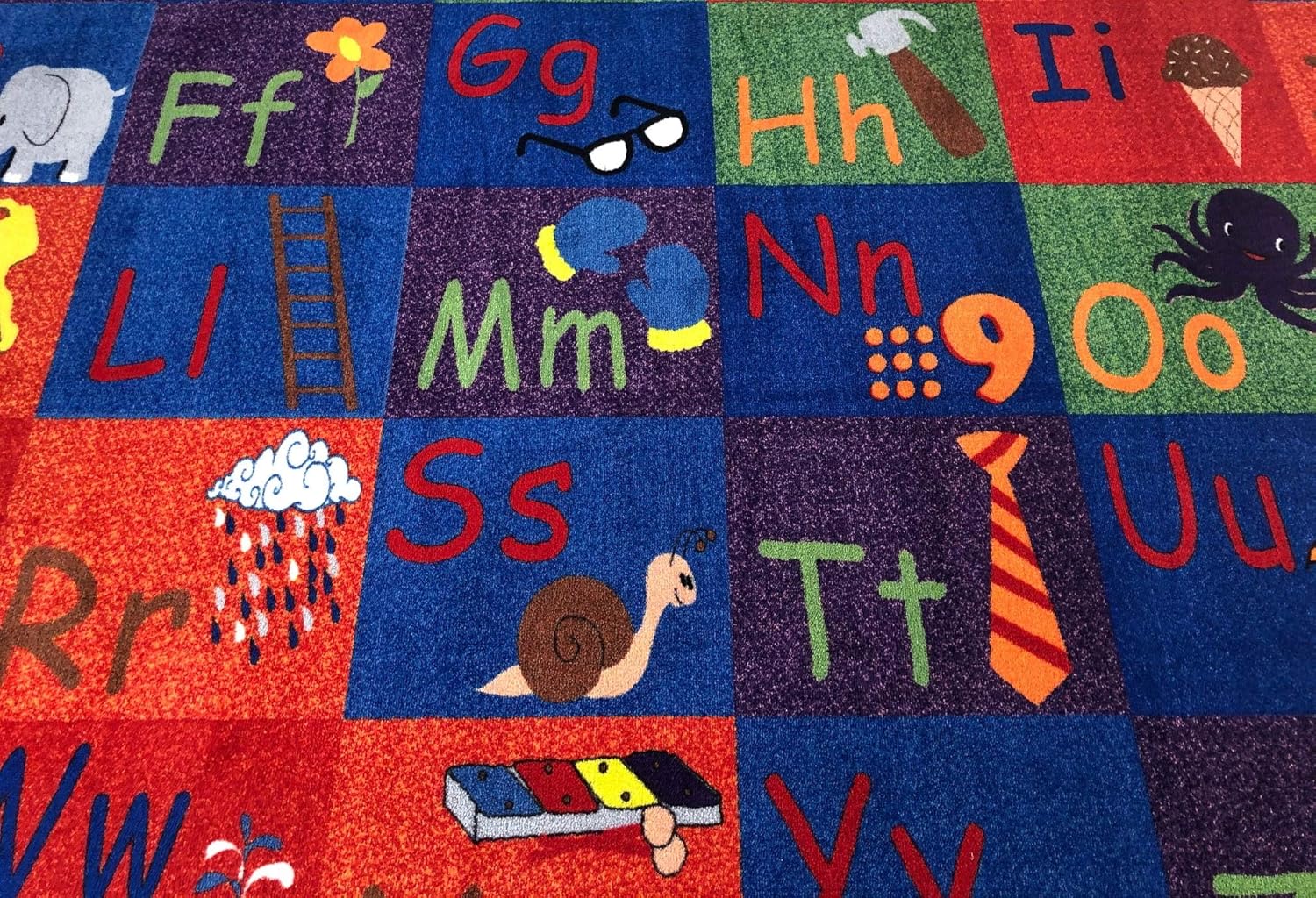 Kid Carpet All in A Row Letter Classroom Rug, 7'6" x 12' Rectangle
