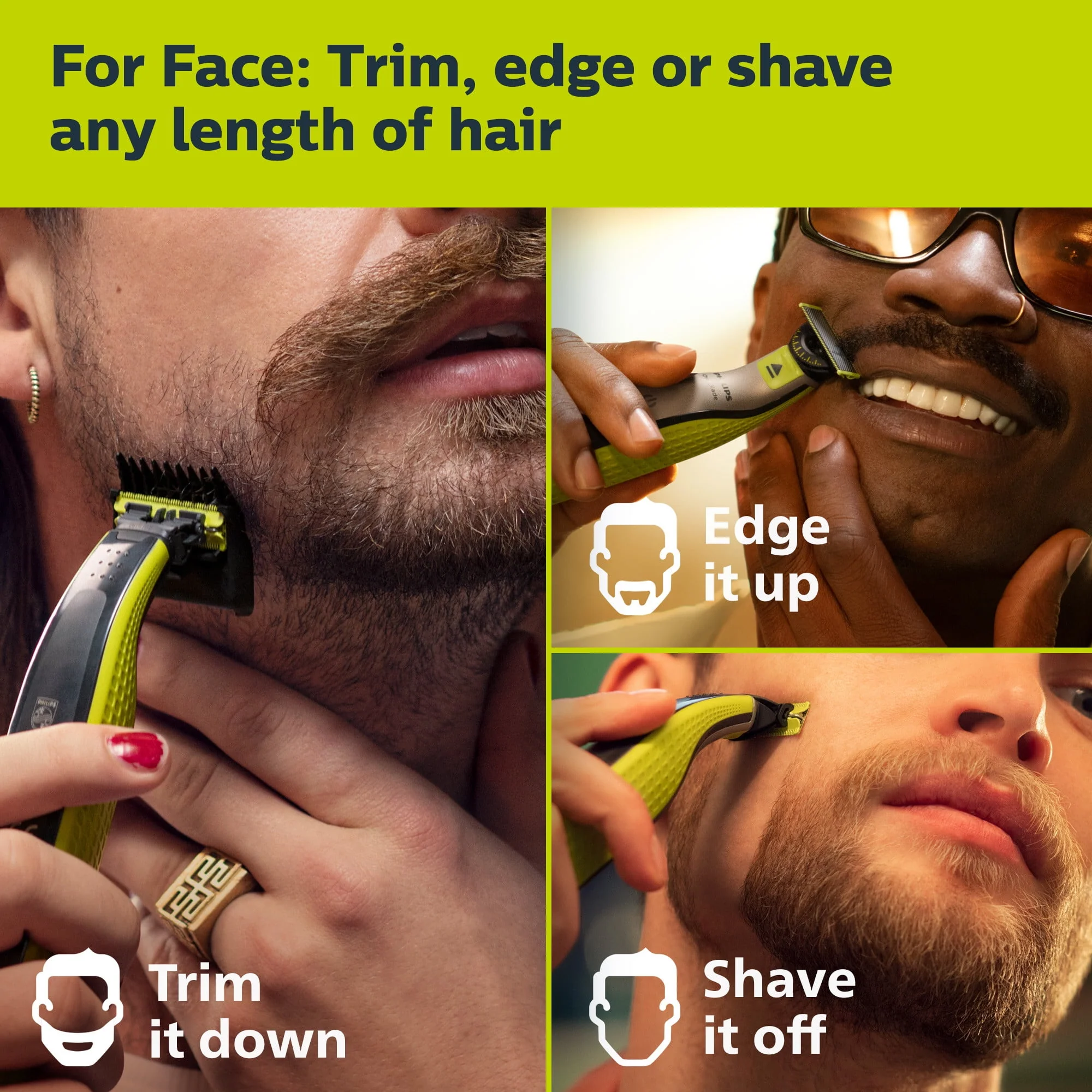 Philips Norelco Oneblade 360 Face + Body, Hybrid Electric Razor and Beard Trimmer For Men with 5-In-1 Face Stubble Comb and Body Hair Trimmer Kit, QP2834/70