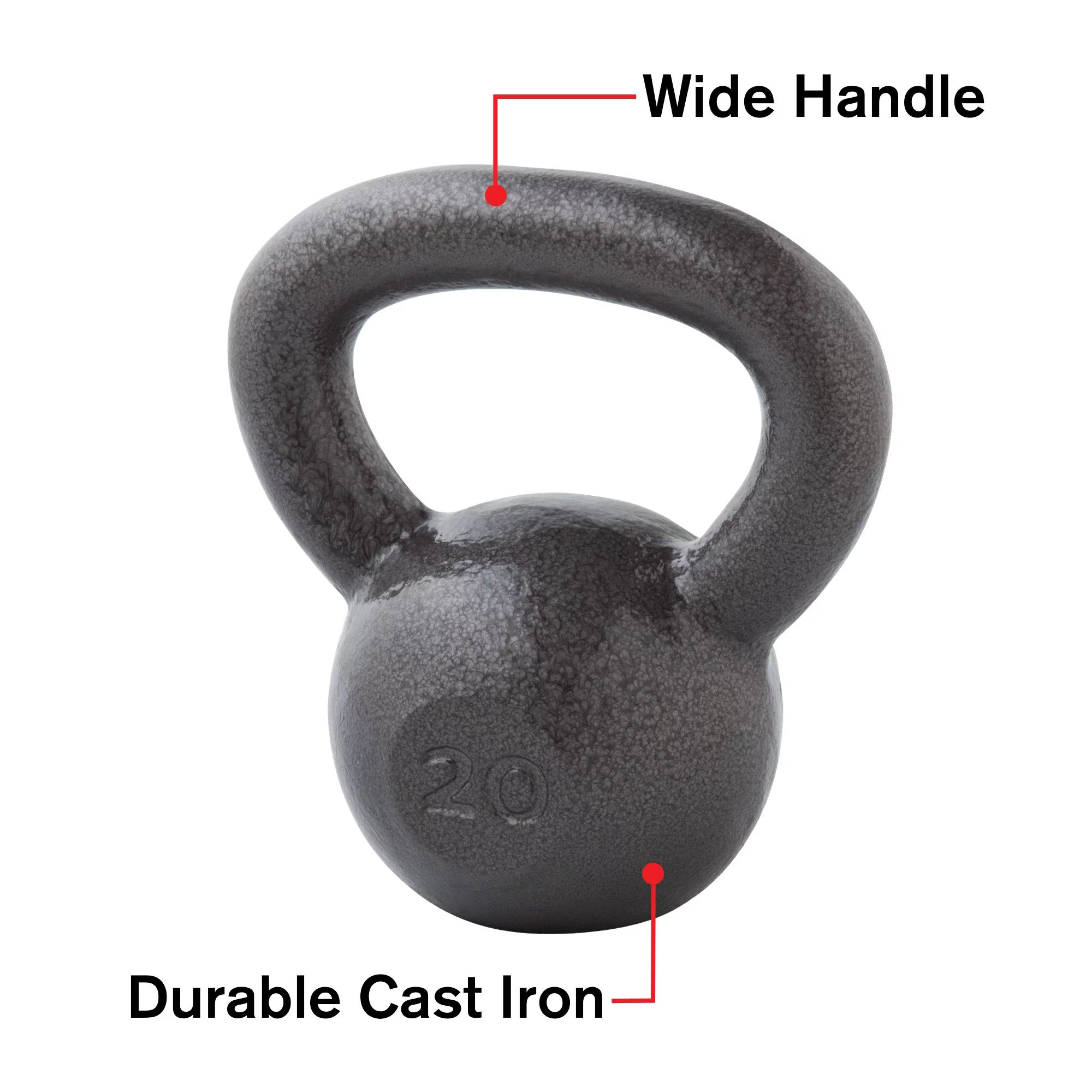 Weider, 30lb Cast Iron Hammertone Finish Kettlebell, Single