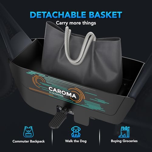 Caroma Peak 800W/1200W Electric Scooter with Seat, 16" All Terrain Fat Tire Electric Dirt Bike, Max 25/30Miles Ranges, Top Speed 20Mph, Electric Motorcycle Bicycle with Basket for Pets & Cargo