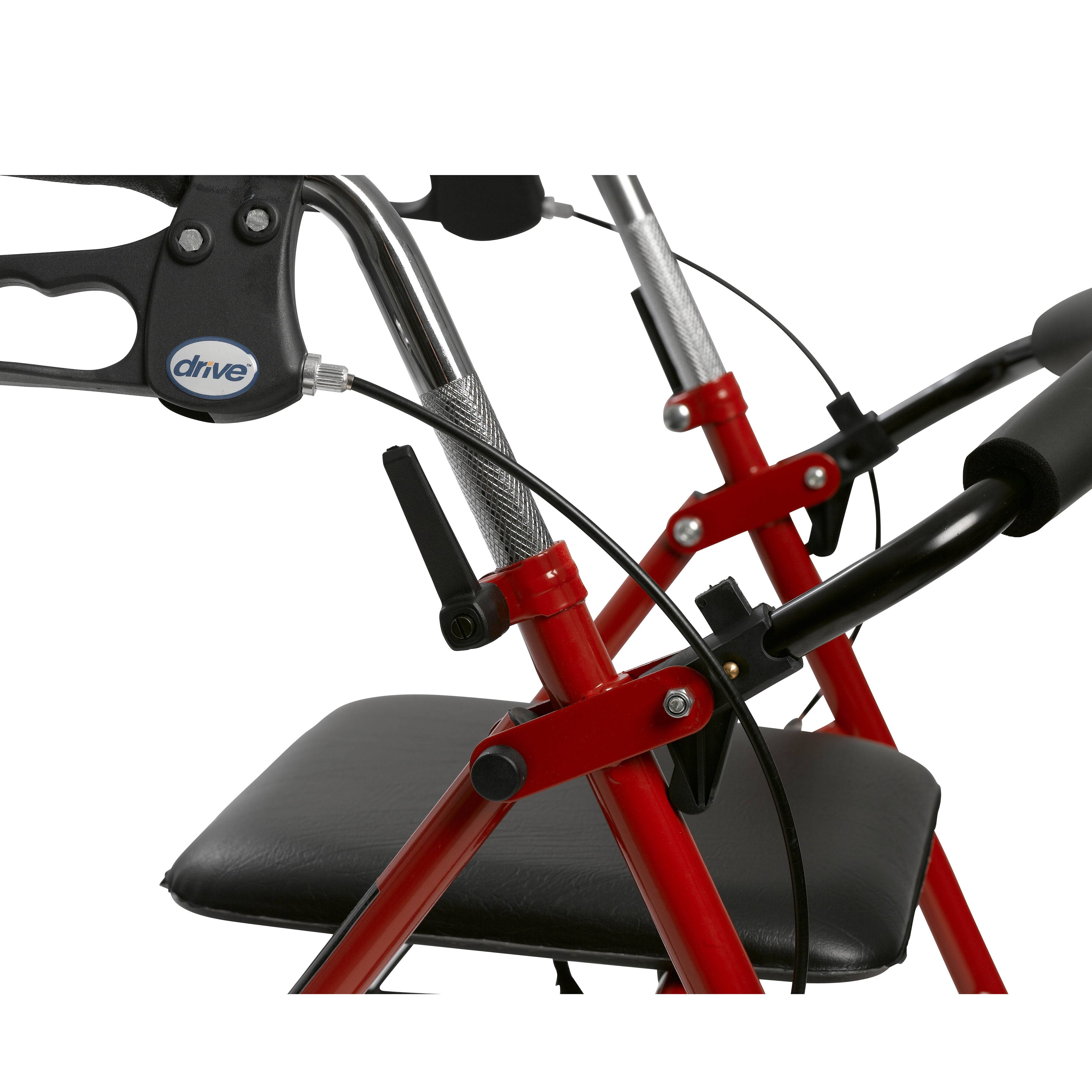 Drive Medical Four Wheel Rollator Walker with Fold Up Removable Back Support, Red