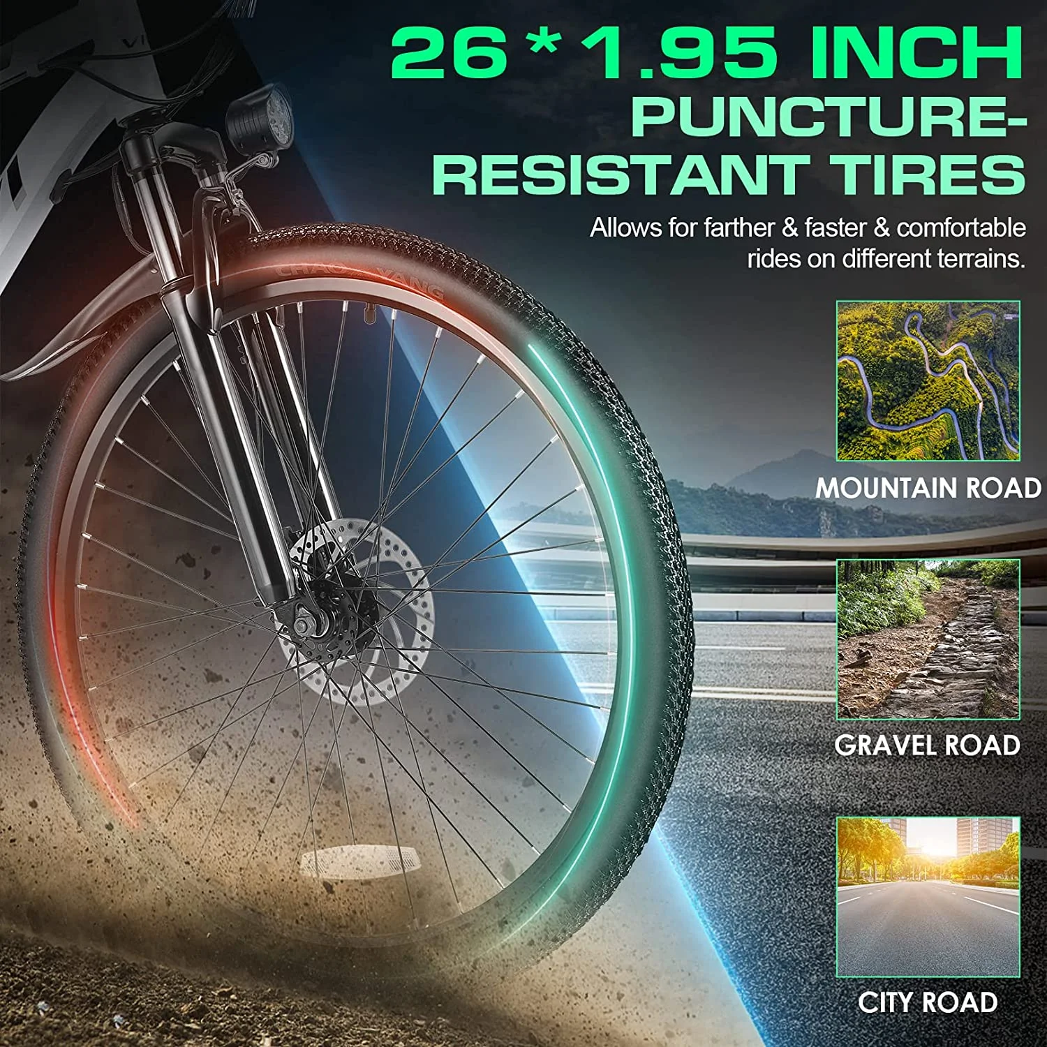 Vivi Electric Bike 26 Adult Electric Mountain Bike 500W Hardtail Electric Commuter Bike 21 Speed with Cruise Control Up to 20MPH & 50Miles