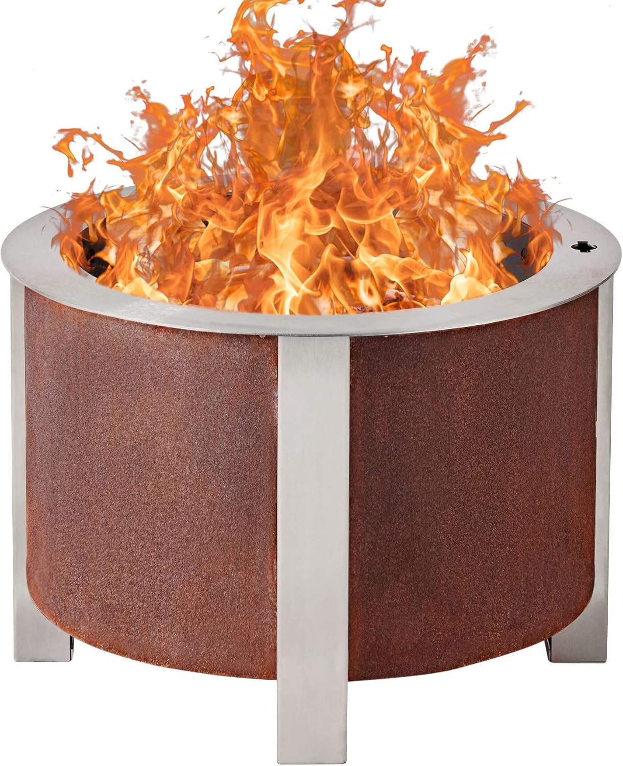 Breeo X Series 19 Smokeless Fire Pit (22 Inch) | Best Outdoor Wood-Burning Campfire | Corten Steel | USA Made | Durable and Portable | Live-Fire Cooking Compatibility