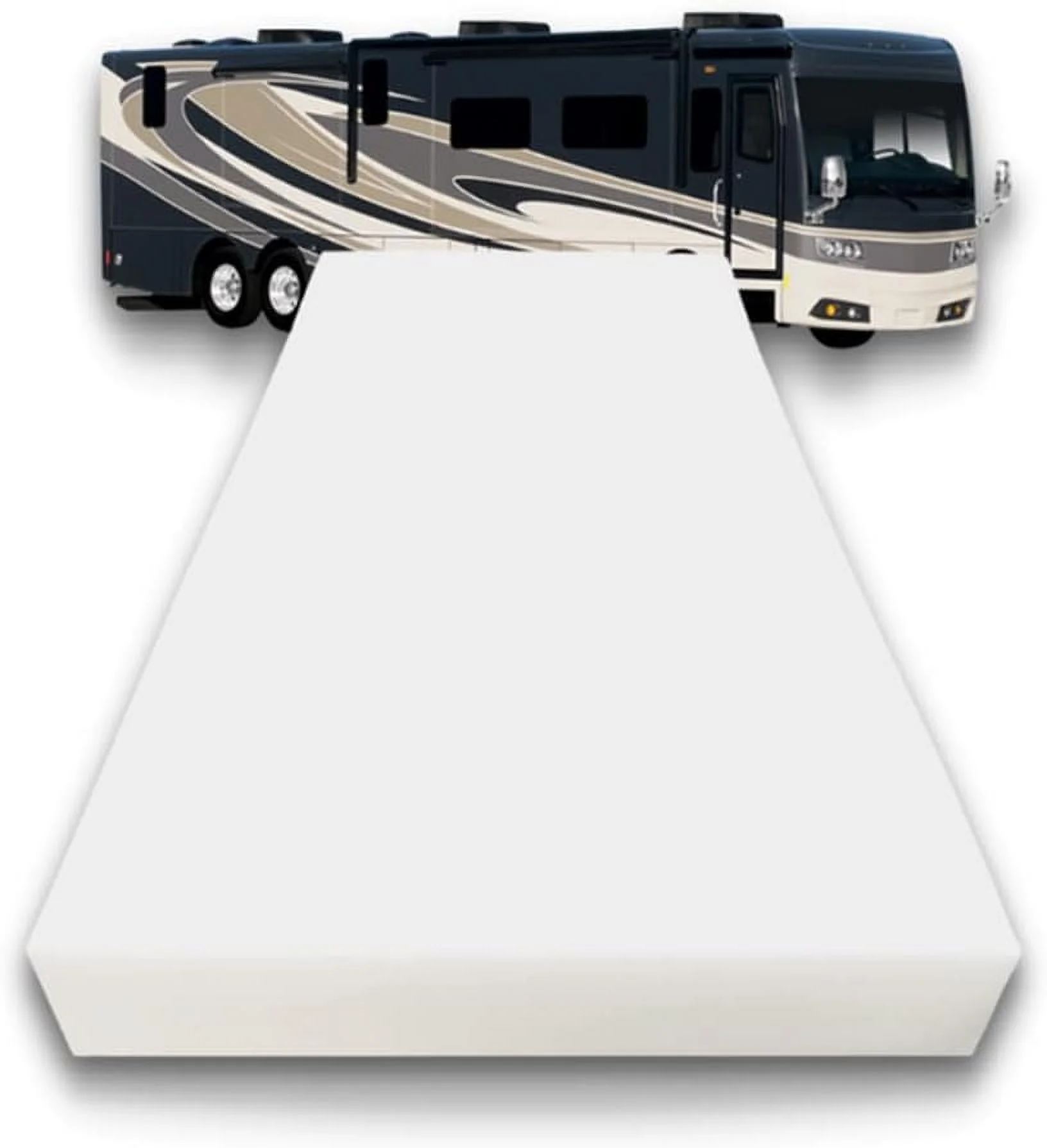 Short Queen (60" X 74") High Density Foam RV Mattress Replacement, Medium Firm, Pressure Relief, Travel Camper Trailer Truck, Made In USA, Certified, Cover Not Included