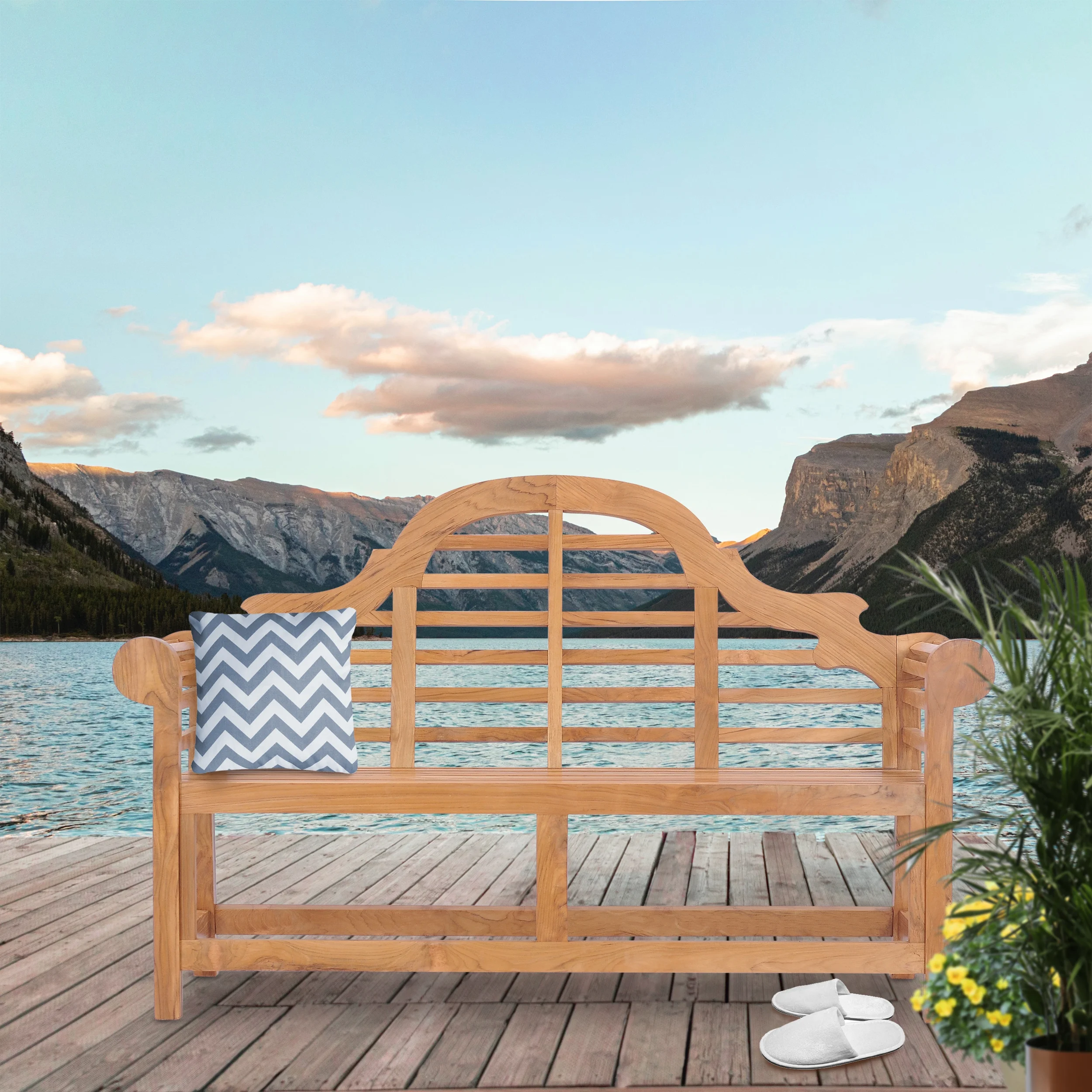 Teak Wood Lutyens Double Outdoor Bench