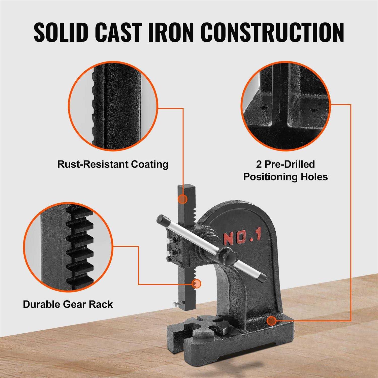 VEVOR Arbor Press 1 Ton Manual Arbor Press 5.9 Maximum Height Cast Iron Heavy-duty Manual Arbor Press - Shop Hardware Tools Online Store
