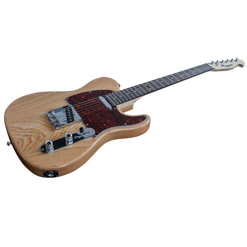 Monoprice Retro DLX Plus Solid Ash Electric Guitar - Natural, with Gig Bag