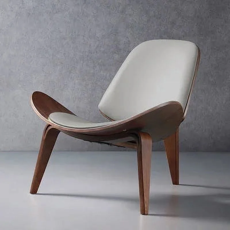 Hans Wegner Style Three-Legged Shell ChairsAsh Plywood Fabric Upholstery Living Room Furniture Modern Lounge Shell ChairsReplica