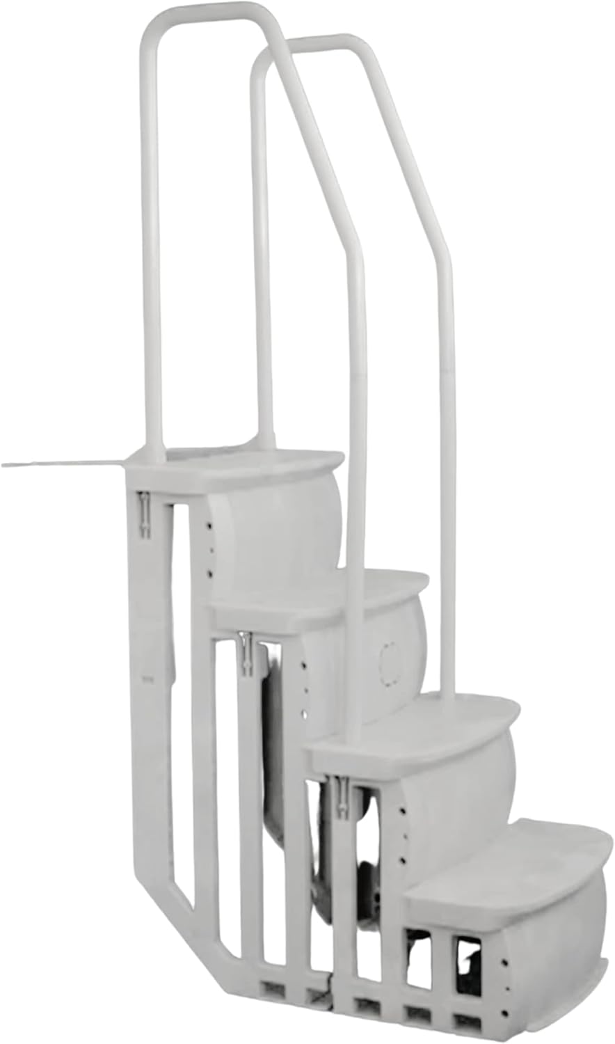 Main Access 200601T 26 Inch Wide iStep Above Ground Swimming Pool Step Ladder No Swim Zone and Flow Through Step Entry System, White