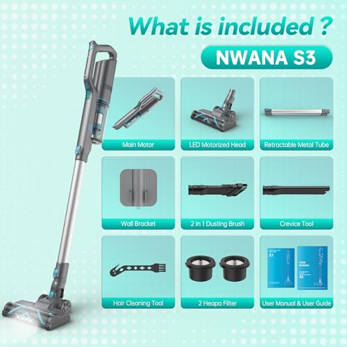 Cordless Vacuum Cleaner, Stick Vacuum with Powerful Suction, 45Mins Runtime Rechargeable Vacuum, Anti-Tangle & 1.2L Dust Cup, 6-in-1 Lightweight Vacuum for Hardwood Floor/Carpet/Pet Hair
