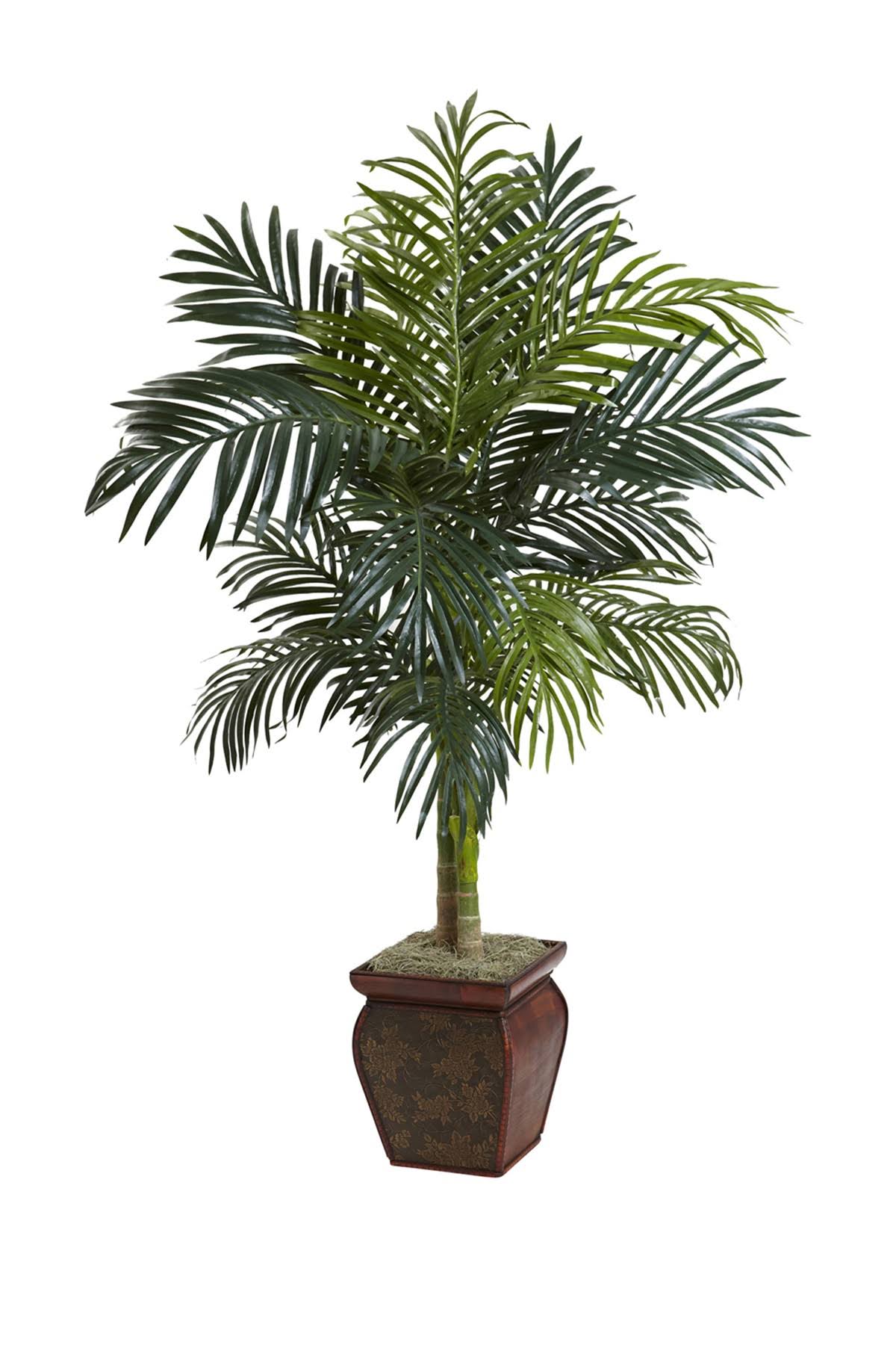 Nearly Natural 4.5 ft. Golden Cane Palm with Decorative Container