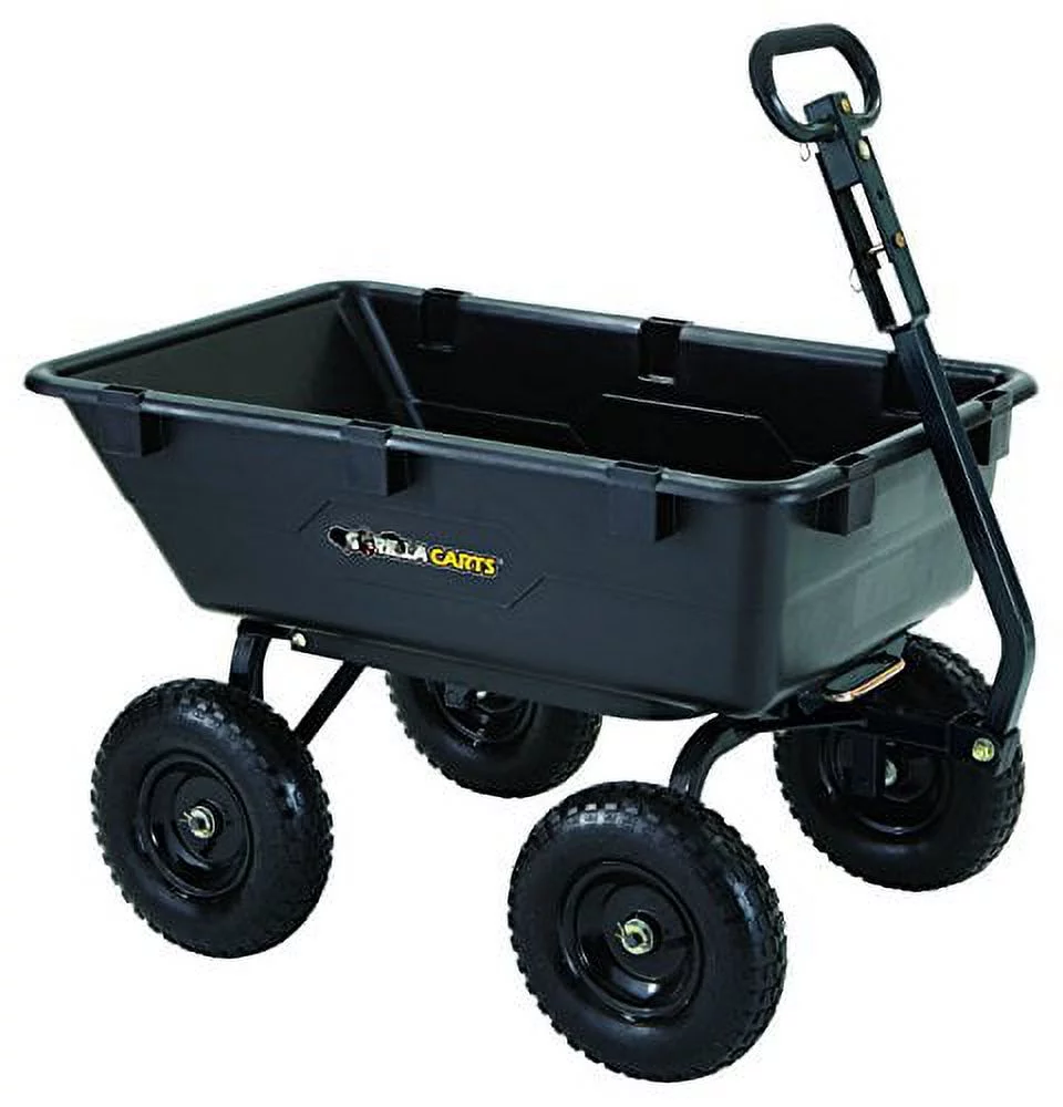 Gorilla Carts GOR6PS Heavy-Duty Poly Yard Dump Cart with 2-In-1 Convertible Handle, 1,200-Pound Capacity, Black - Curated Treasures Market