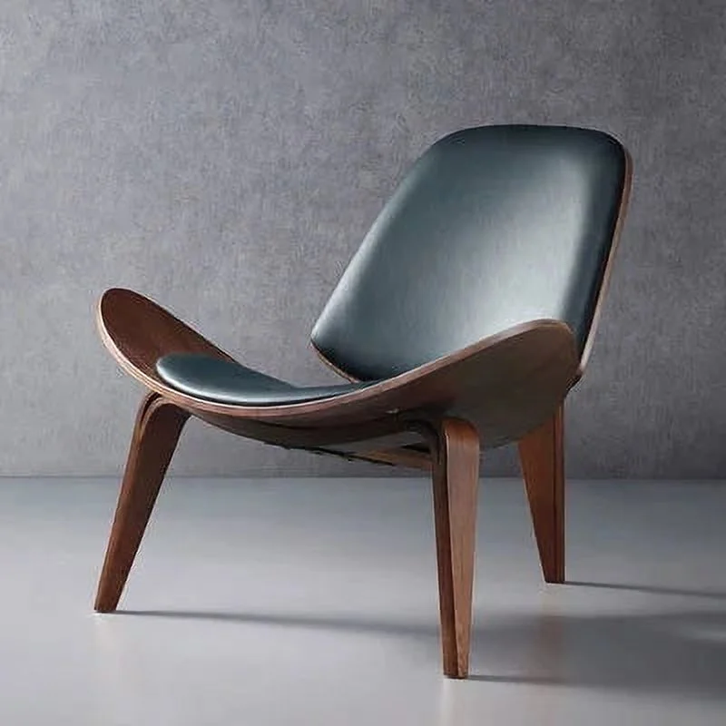 Hans Wegner Style Three-Legged Shell ChairsAsh Plywood Fabric Upholstery Living Room Furniture Modern Lounge Shell ChairsReplica