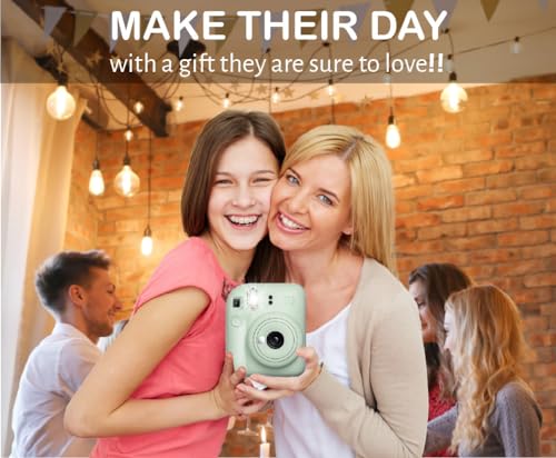Fujifilm Instax Mini 12 Instant Film Camera Pastel Blue, Fujifilm Instax Mini Twin Pack Instant Film 20 Prints, Protective Case, Gift Bundle